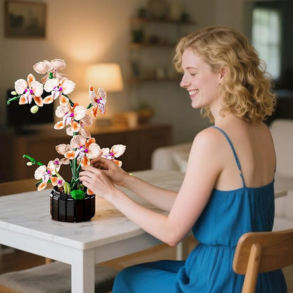 Champagne Orchid Flower Building Set Icon Flowers Building Block Compatible with Lego Stunning Botanical Display Gift for 8-14 Kids and Adults (866 Pcs)