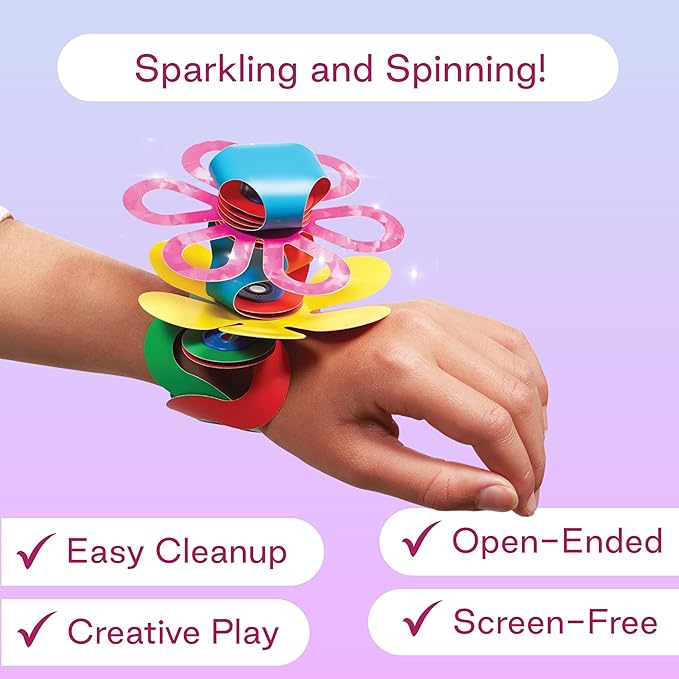 Clixo Sparkle Pack – 34-Piece Magnetic Building Set with Holographic Patterns | Create Necklaces Bracelets &amp Headpieces | Flexible STEAM Toy for Kids Ages 6+