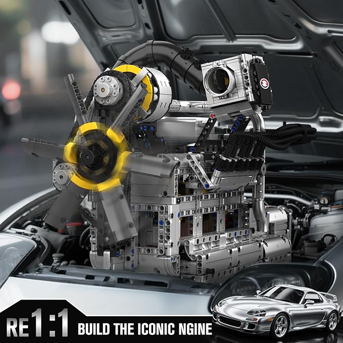 Mould King 10214 Engine Model kit That Runs Build Your Own Cars 4-Speed Transmission Engine That Works Engineering Kit for Display Collection STEM Kit Gift for Adults 14+ Teens/Adult (2177 Pcs)