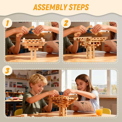 15 in 1 STEM Wooden Building Blocks -15+ Shapes 3D Puzzle Logic Brain Games Educational Toys Gift for Kids and Classroom Montessori STEM Toys for Ages 5+ to Adults