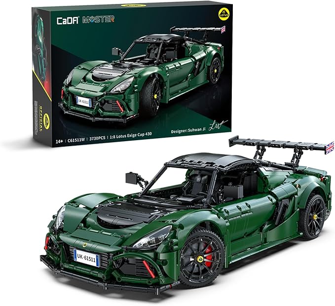 CaDA C61511W 1:8 Lotus Exige Cup 430 Building Block Set Officially Licensed Super Sports Car Model with MOC Collaboration 3730PCS Collectible Racing Car Kit for Adults Enthusiasts