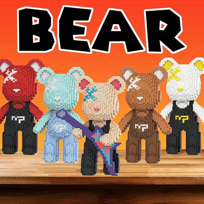 Teddy Red Bear Micro Building Blocks Set(4500Pieces) Christmas Bear Winktoys Building Blocks Gift for Adult and Kid