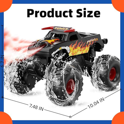 Remote Control Monster Truck Waterproof - 1:16 Scale RC Truck Rc Cars for Boys Age 8-12 Christmas Birthday Gifts 4WD All Terrain Off-Road Pickup Toys for 8 9 10 11 12 Year Old Black