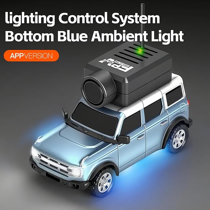 WLtoys 1:64 Mini RC Cars 2.4G FPV Remote Control Toy Car with 720P HD Camera Gyro LED Ambient Light APP Controlled Drifting Car for Adults (Blue)