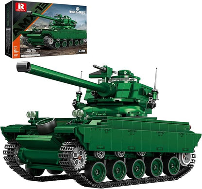 Reobrix AMX-13 Light Tank Building Set 1:28 Scale Military French Tank Model Toy Set for Military Fans 1037 PCS Collectible Building Block Kit Ideal Gift for Adults Boys Age 14+