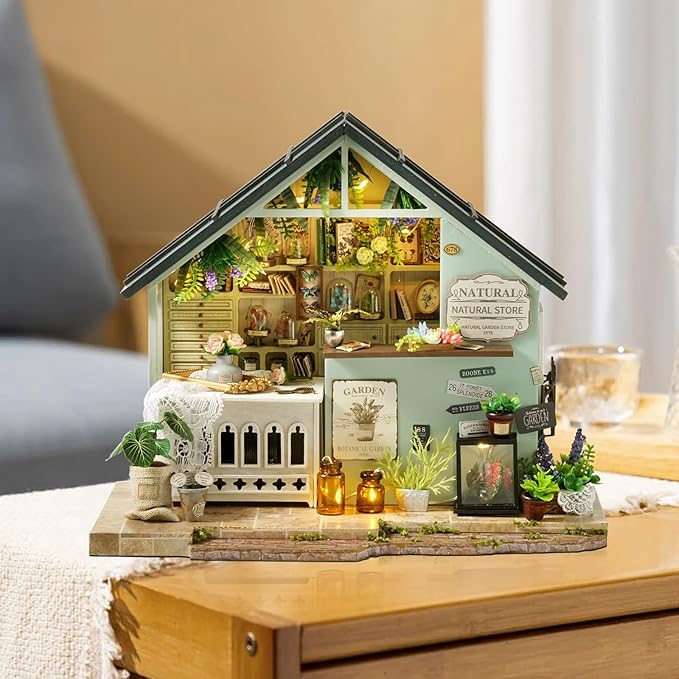 Miniature House Kit Tiny House Kit with LED Light DIY Mini House Building Kits for Adults to Building Unique Gift for Birthday Christmas Bakery Store