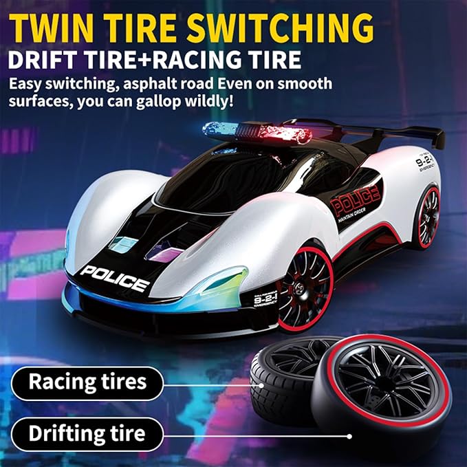 1:20 Scale Remote Control Drift Car 4WD 2.4GHz Racing Sport Toy RC Car with LED Lights Racing and Drift Wheels (Orange)