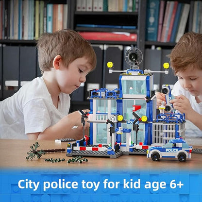 MindBox City Police Station Building Sets 570pcs City Police Sets Toy Building Bricks Kit for Boys 8-12