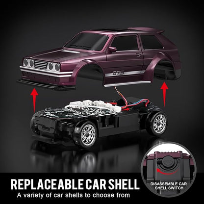 Mini RC Drift Car 1/43 with Gyroscope 4WD Full Proportional RC Car 2.4GHZ Hobby Grade Remote Control Cars RTR Model Vehicle 20+KM/H High Speed for Hobbyists Kids Adults (Lime Green)
