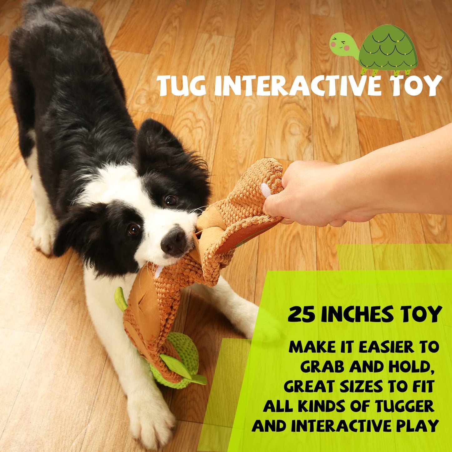 lilfrd Dog Puzzle Toys - Enrichment Squeaky Crinkle Snuffle Treat Dispensing Smart Dog Toys for Boredom and Stimulating, Durable Plush Toys for Large Medium Small Breed - Turtle