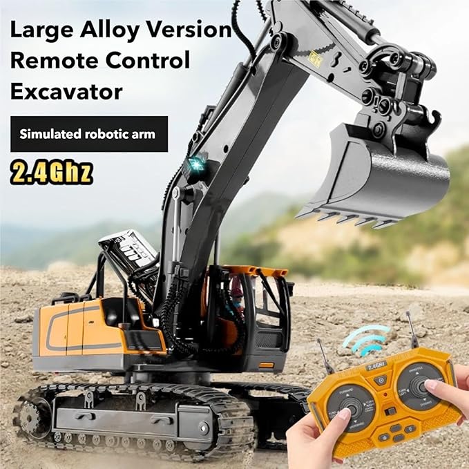 Mudsterz - Mudsterz Construction RC Set of 4 | 2.4GHz RC Construction Vehicles 360° Rotation Excavator Cool Lights Real Sounds Die-Cast Alloy Part | Command the Site Conquer the Dirt (A1+B1+C1+D1)