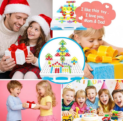 Educational Toys Building Blocks 244 Pieces Electric Screwdriver DIY Building Toys for Boys and Girls Educational Construction Building kit for Kids Ages 4 5 6 7 8 9 10 Year Old