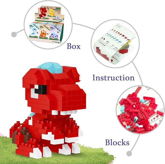 9 Packs Mini Building Set Dinosaur Toys for Adult Cut Dionsaur Building Blocks Party Favors Toys Assemble Game Home Decor Creative Birthday Gifts 14+