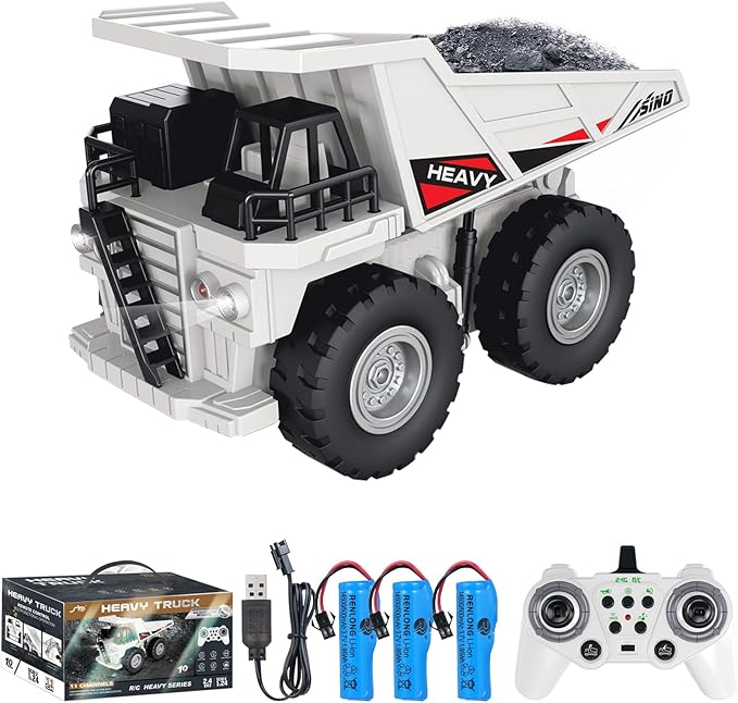 Remote Control Dump Truck 2.4Ghz 11 Channel RC Construction Vehicle Toy with Lights Music Electric Transport Garbage Truck Toys for Teen Birthday Gift