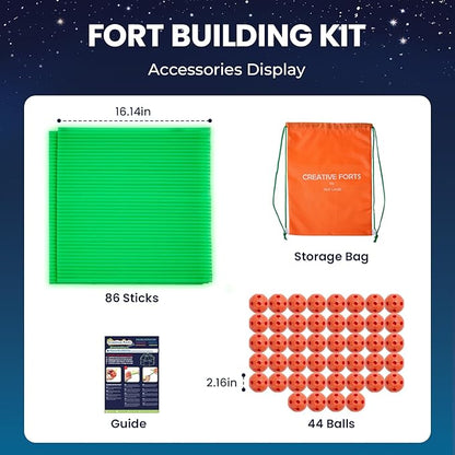 Tiny Land Glow Fort Building Kit for Kids Creative Fort Indoor &amp Outdoor Construction Toys with 86 Rods and 44 Balls for 5-12 Year Old Boys &amp Girls STEM Building Toy Gifts with Storage Bag