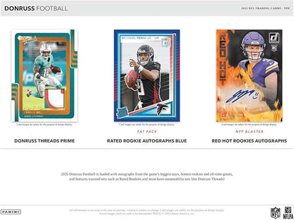 2025 Panini Donruss Football Mega Trading Card Box (1 Memorabilia or Autograph Per Box)(Optic Rated Blue Scope Parallels)