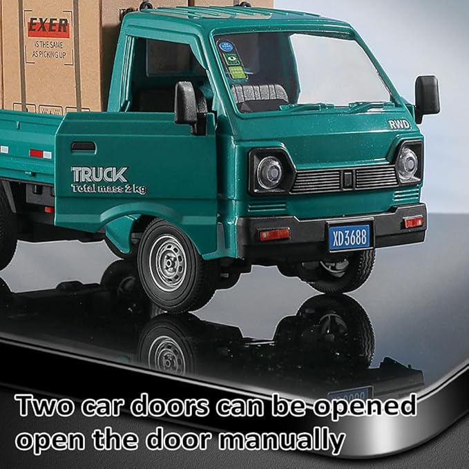 Remote Control Car RC Kei Truck1:16 Scale RC Transporter Pickup Truck 2.4GHz All Terrain RC Transport Cars with Spray &amp Light 2 Batteries (White)
