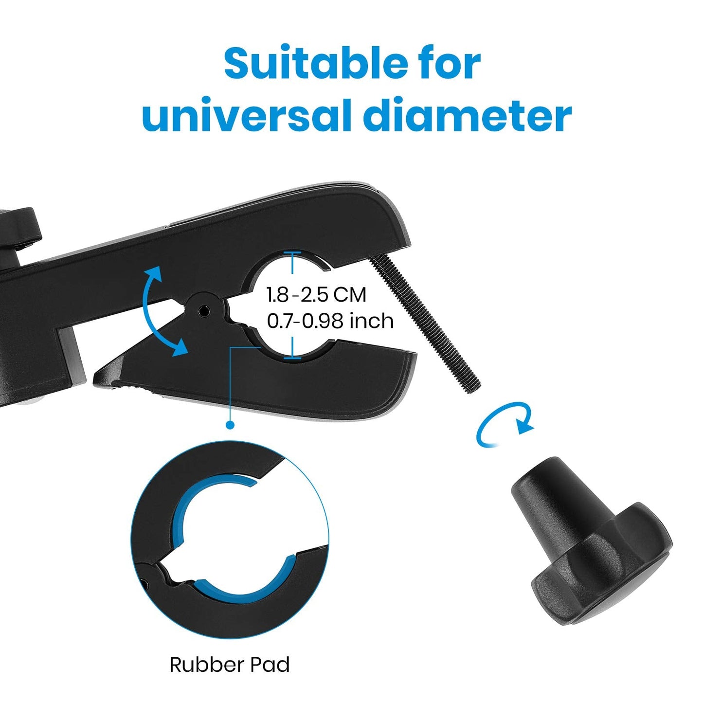 Moukey Tablet Holder for Microphone Stand, Adjustable Mic Music Stand Phone Holder Mount, Compatible with iPad, iPhone, Android, All 4.7 to 12.9 Inches Tablets & Smartphones