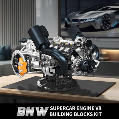 Mould King V8 Engine Building Blocks Sets V8 Engine Model kit Build Your Own STEM Model Engine 8-Cylinder Car Engine Building Engineering Toys for Age 14+/Adults Collections(3192+PCS)