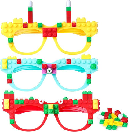 20 PCS Building Blocks Party Gift DIY Building Bricks Glasses for Kids Birthday Carnival Party Games Toys Decorations Supplies