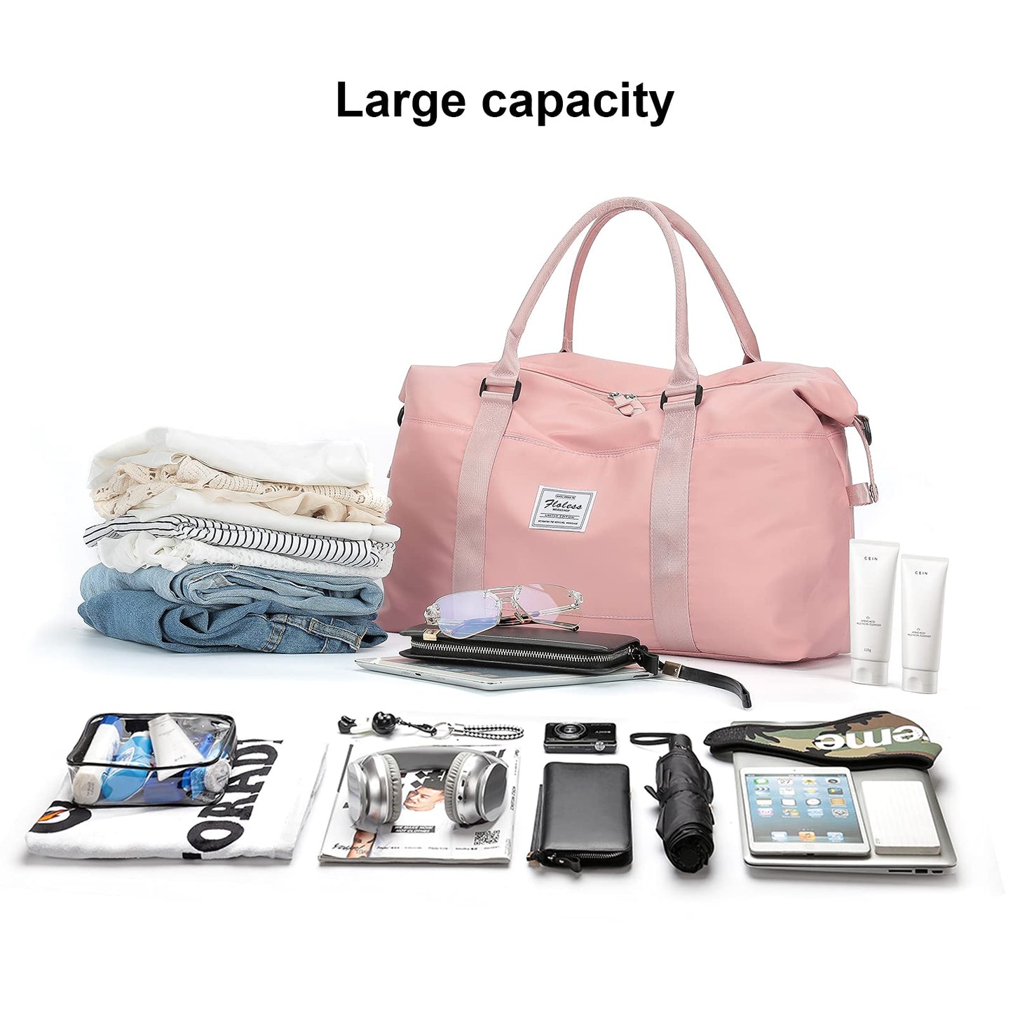 Travel Duffel Bag,Sports Tote Gym Bag,Shoulder Weekender Overnight Bag for Women