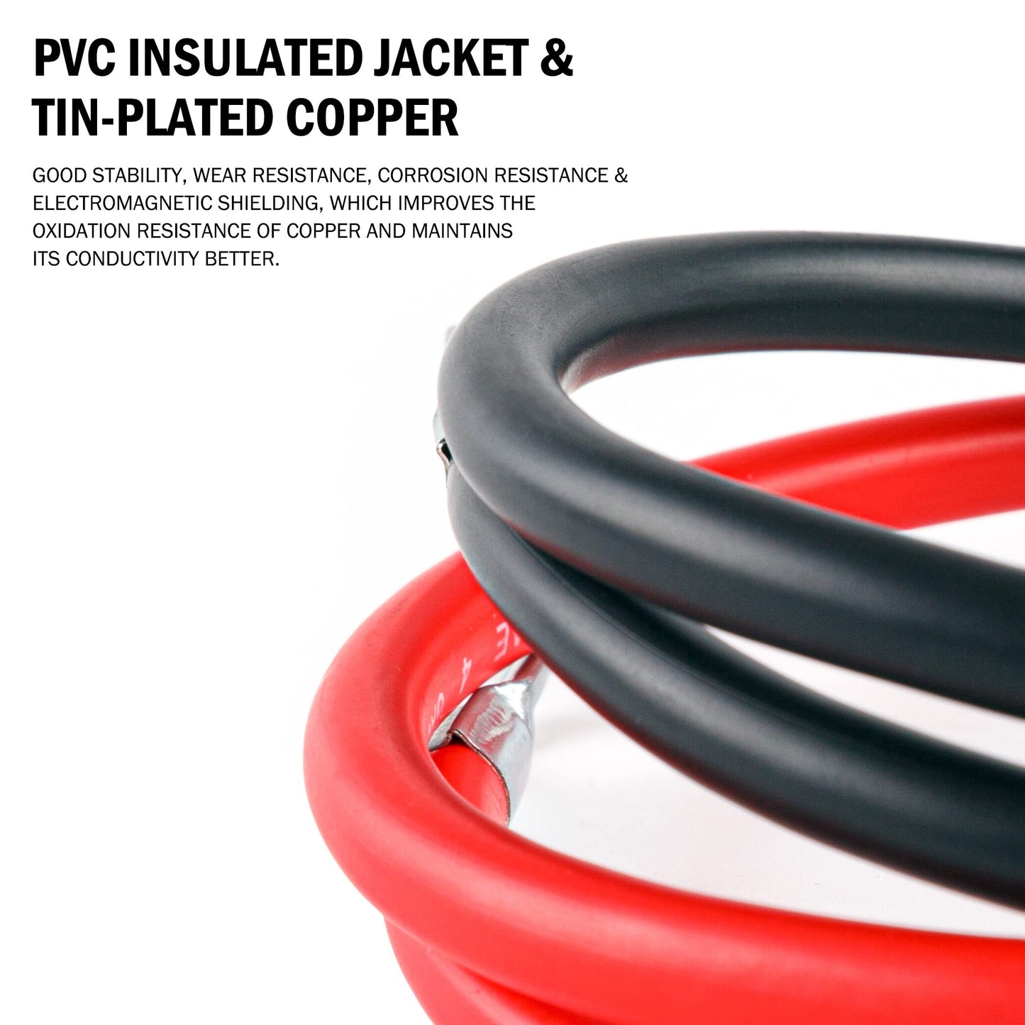 Cartman 4AWG 18-Inch Battery Inverter Cables Set, 4Gauge x 18" (1 Positive & 1 Negtive) for Car, Truck, RV, Solar