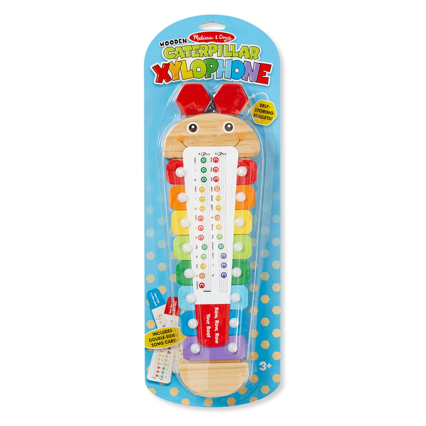 Melissa & Doug Caterpillar Xylophone Musical Toy with Wooden Mallets 15.25" x 6.5" x 1.5", Blue