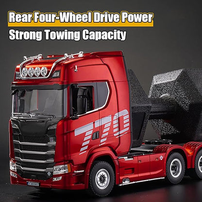 19Channels 770S Hobby RC Tractor Truck Toys 1/18 Scale Light Sound Effects Remote Control Lorry Car Vehicle Trailer for 14y+ Beginners Adults + (6-Wheels)