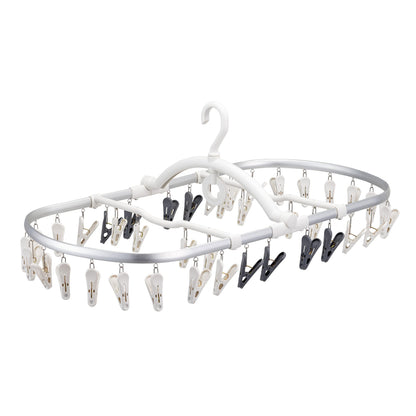 Daiya 058113 Laundry Clothes Drying Hanger, Flandry Aluminum Frame, Gentle Drying Corner Hanger, 40 Pinch, Rust Resistant, Lightweight, Easy to Pinch, Replaceable Pinch, Strong Spring, Jeans Towel,