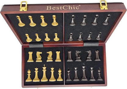 18 Wooden Chess SetFolding Storage Wooden Chess Board Sets Large Chess Board Sets Premium Board Games Chess Set for Adults and Kids Chess Enthusiasts