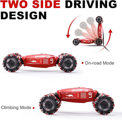 Upgraded Hand Gesture Sensing RC Stunt Car with Lights Music Spray Drift Hand Gesture RC Car 360° Spins All Terrains Hand Controlled Truck Toys for 6 7 8 9 10 Year Old Boys