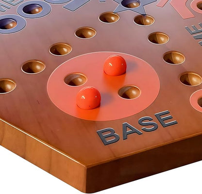 Wooden Board Game Board Game Original Marble Game Double Sided Painted 2 to 6 Player Fast Track Wooden with 6 Colors 24 Marbles 6 Dice for Adults Kids Family(15 INCH Flame)