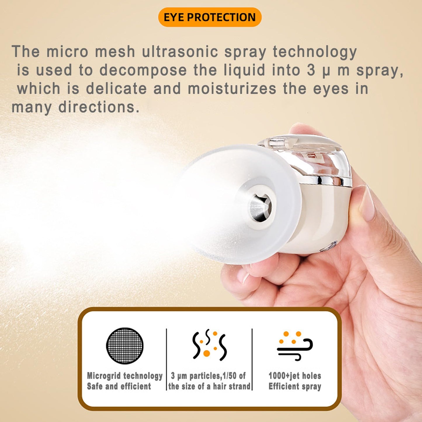 Johncase Heated Eye Sprayer for Dry Eyes Relief Mist Steamer Portable Warm Compress Eyes Mister for Eyelid,Eye Skin SPA Eye Steam Relief Dry Eyes and Stye Mini Eye Drops Tool