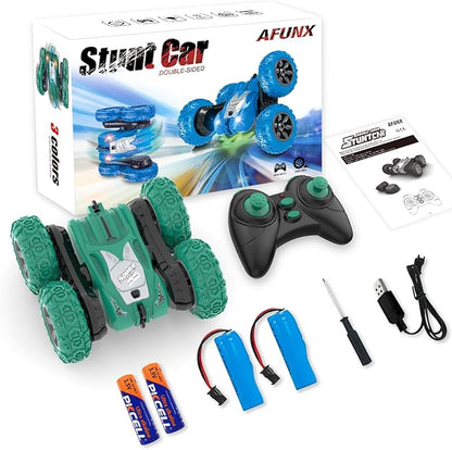 Remote Control Car RC Stunt Cars Double Sided 360° Rolling Rotating Rotation Rechargeable Car Toy for 6 7 8-12 Year Old Boy Kids Birthday Xmas Gift Green