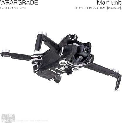 WRAPGRADE Skin Stickers Compatible with DJI Mini 4 Pro | Full Wrap (Black Bumpy Camo)