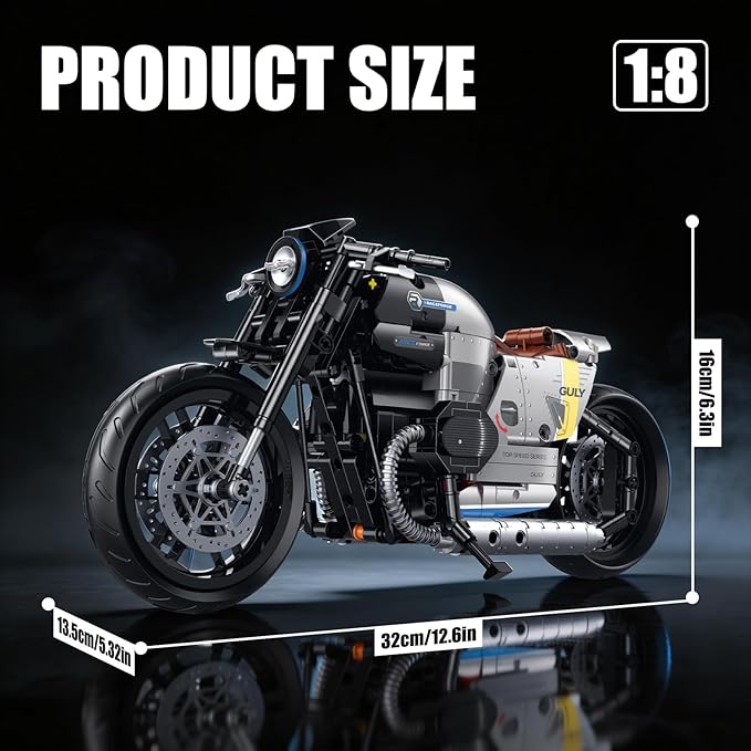 HIGH GODO 1:8 Motorcycle Building Set Technic MOC Motorcycle Model Kit for Adults Collectible Cool Toys Gifts for Teens 14+ (508 PCS)