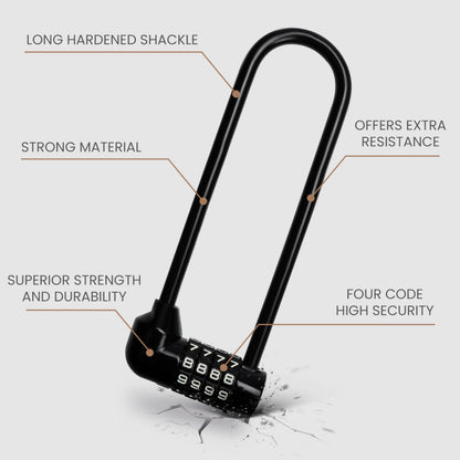 Kurtzy Combination Long Shackle Padlock - Long Gate Lock for Outdoor Fence/Gate with Resettable Code - Weatherproof Padlock for Door, Bicycles & Sheds