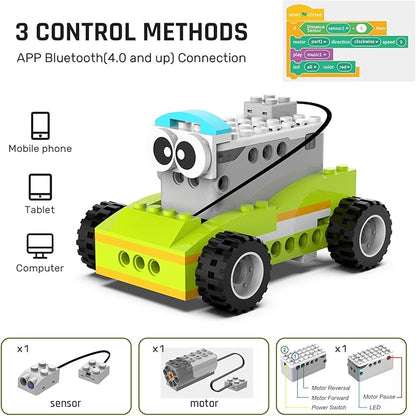 makerzoid Coding Robot Toy for Kids 6+ 100+ in 1 APP Control Robots Building Toys Programmable Scratch Coding Kit with 23 Video CoursesBirthday Toy for Kids (370 Blocks)