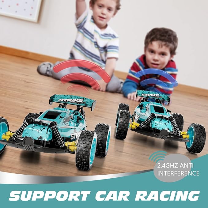 Tecnock RC Cars Remote Control Car for Kids 1:18 Scale 20 KM/H 2WD Offroad Buggy 2.4GHz RC Racing Car with USB-C Easy Charging &amp 50 Mins Playtime Toys Gifts for Boys &amp Girls