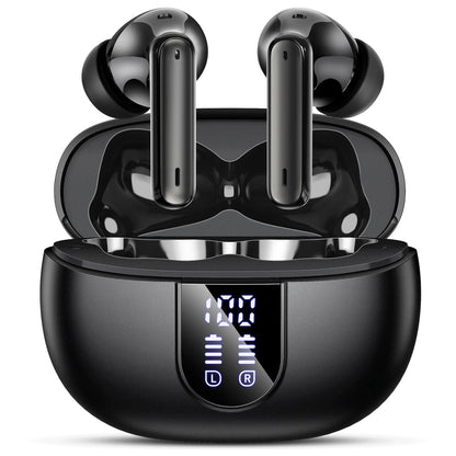 Wireless Earbuds, Bluetooth 5.3 Headphones 40Hrs Playtime Deep Bass Stereo in-Ear Earbud, LED Power Display, Call Noise Canceling Headphones with Mic, IP7 Waterproof Earphones for IOS Android Black