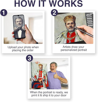 Turn Me Royal Custom Portrait from Your Photo Personalized Canvas Wall Art as Unique Birthday Gift for Men Turn him into Royalty (The Fair King 18 x 24)