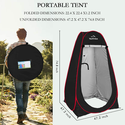 Your Choice Pop Up Privacy Shower Tent - Portable Changing Tent for Camping, Beach & Hiking - 6.2FT Lightweight with Carry Bag, Quick Setup & Full Coverage - Black