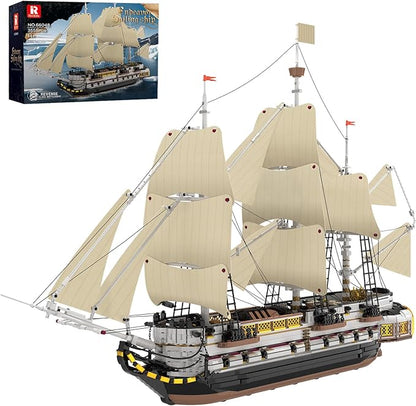 Reobrix Large Sailing Ship Model Building Blocks Kit Sailing Boat Model Construction Set Pirate Ship &amp Historical Collectible Toy Home Decor Birthday Gifts for Adult Collectors Enthusiasts 3555