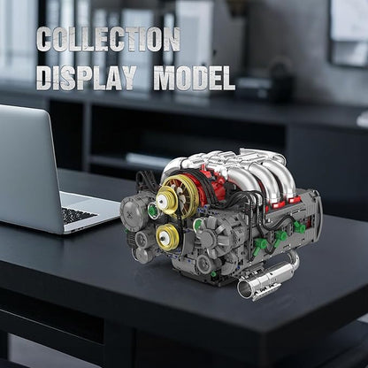 NUTCRACKER Flat Engine Building Set V8 Model Engine Kit Mini Engine Scale Model with Motor That Works DIY STEM Project Building Toy Creative Birthday Gift for Adult Boys 14+ (2375 Pieces)