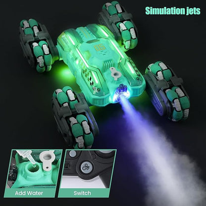 Cool 8WD RC Stunt Car for Kids Ages 6 7 8-12 13 14 Year Old - Remote &amp Gesture Hand-Controlled Toy with Lights &amp Music Rotating Drift Car for Boys 2.4Ghz