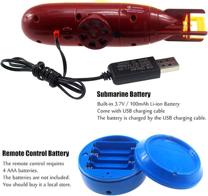 Tipmant Mini RC Submarine Toy Remote Control Boat Electric Dive for Fish Tank Water Tube Kids Gift Yellow