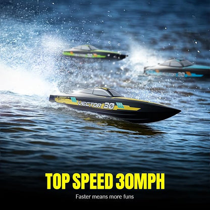 VOLANTEXRC RC Remote Control Boat for Pool2.4Ghz Control RC Boats for Adults Lake Electric Boat with Water Cooling System 2Rechargeable Batteries (Yellow)