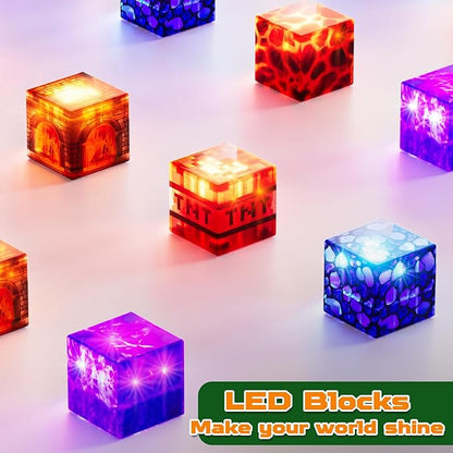 200 pcs 0.8in Magnetic Blocks with 31 LED Light Blocks - TNT Building Blocks Toys for Kids Magnetic Building Blocks Stacking Magnets Birthday Gifts for Boys and Girls Age 3+ Years Old