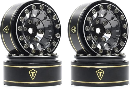 TREAL 1.0 Beadlock Wheels 12 Spokes Classic Rims (4P) for SCX24 AX24 FCX24 TRX4M 1/24 1/18 Crawler Car-Type I(Gray)
