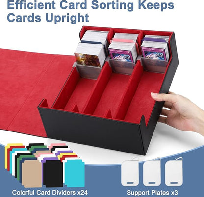 Card Deck Case for Trading Cards 1800+ MTG Card Storage Box Leather Magnetic Closure Storage Box for Magic Commander MTG YuGiOh PKM and Sports Cards